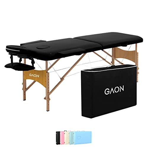 Cama para Masajes Portatil Plegable Profesional Camilla Fisioterapia Ideal para Tatuar SPA Quiropraxia o Facial con Estuche y de Altura Ajustable (Negro)