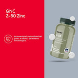 GNC, Zinc, 100 tabletas, 50 mg