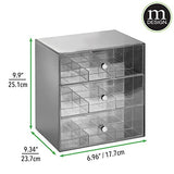 Organizador de Cocina para Bolsas de té, cápsulas de café, azúcar, etc. – Compacto Organizador con cajones de plástico con 27 apartados – Mini cajonera con 3 cajones – Gris y Transparente