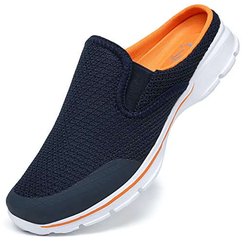 Zapatos Deportivos sin Cordones para Mujer, para jardín, Transpirables, para casa, con Soporte de Arco, Zapatos de Playa, Un Azul Naranja, 9.5 Women/8 Men