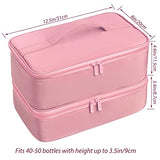 ButterFox Estuche grande organizador de esmalte de uñas, se adapta a secadora de lámpara de uñas y 40 – 50 botellas de esmalte de uñas (0.5 onzas líquidas), organizador de suministros de uñas, Rosado, Con divisores