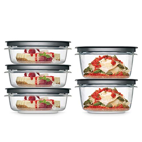 Rubbermaid 2108396 Meal Prep Premier - Juego de 10 recipientes para alimentos, color gris