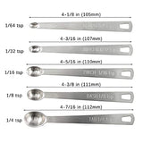 Juego de 5 cucharas medidoras de acero inoxidable resistentes, mini cuchara medidora para cocinar hornear, cucharada de cucharada para ingredientes secos o líquidos, cabe en tarros de especias