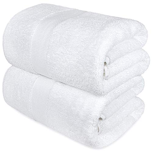 Toallas de baño Blancas de Lujo Grandes, algodón Egipcio Circular, Altamente absorbentes, colección de SPA, Toalla de baño, 30 x 56 Pulgadas, Juego de 2