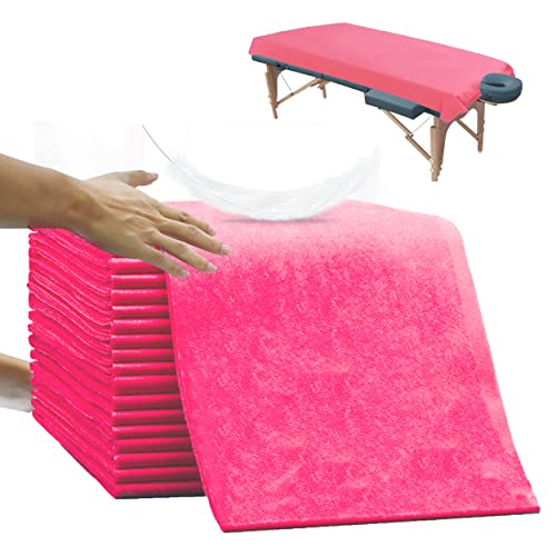 100 piezas de sábanas de mesa de masaje, sábanas desechables de spa no tejidas, transpirables, fundas de cama impermeables para spa, tatuaje, salón, pestañas, suministros de esteticista, color rosa