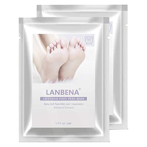 Kit 2 Pares de Mascarillas Exfoliantes De Pies Lanbena Elimina Piel Muerta Suaviza El Talón Y Lo Aclara