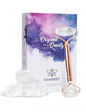 Rodillo de jade Gua Sha, herramientas de cuidado de la piel, masajeador facial de belleza, rodillo de ojos para ojos hinchados, regalos de cuidado personal para mujeres, juegos y kits de cuidado de la piel HANABEE (cuarzo blanco)