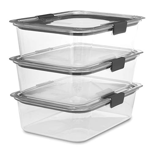 Rubbermaid Brilliance Contenedor de almacenamiento de alimentos, grande, 9.6 tazas, transparente, paquete de 3,