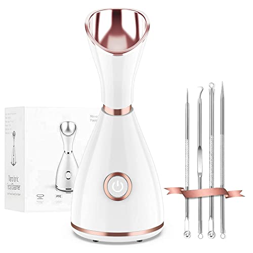 Vaporizador Facial, Steamer Facial Hidratación Nano Iónico, Facial Sauna Professional Dispositivo De Vaporización,para El Cuidado De La Piel Limpieza Profunda De Los Poros Puntos Negros,Rosa y Oro