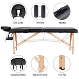 Mesas de masaje, cama de masaje portátil, mesa de terapia de masaje, cama de spa de 84 pulgadas, ajustable, 2 pliegues, cama de salón con bolsa no tejida, color negro