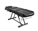 Silla Reclinable para Faciales con Banco | para Masaje, SPA, Salon de Belleza | con Almohadilla Desmontable y Orificio Facial (Negro)