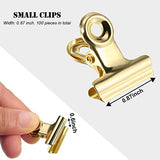 100 clips de metal para bisagras para fotos, mapas, dibujos, obras de arte, papeles, etiqueta de precio, 0.87 pulgadas (oro claro)