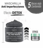 Mascarilla Facial de Barro del Mar Muerto. Anti Acne, Minimiza Poros y Puntos Negros, Limpieza Facial Profunda. Mascarilla Rica en Vitaminas y Minerales, 100% Vegana, Para 20-25 Usos. SQIN LX. 250 gr