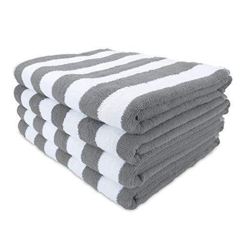 Toallas de Playa de Gran tamaño, absorbentes, de Secado rápido, algodón Hilado en Anillo, perfectas para Gimnasio, baño y SPA, 30 x 70 Pulgadas, (Paquete de 4), Color Gris