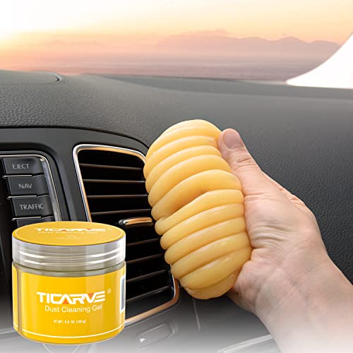 TICARVE Gel de limpieza para coche, masilla de limpieza para coche, herramientas de limpieza para interiores, kits de limpieza para teclado, color amarillo