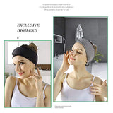 Facial Spa Headband - 2 piezas de maquillaje, ducha, baño, envoltura deportiva, diadema de felpa, toalla elástica ajustable con cinta mágica (negro + gris)