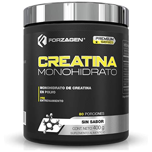 FORZAGEN | Creatina Monohidrato | 100% Monohidrato de Creatina | 400 g | 80 Servicios x Envase | Sin Sabor | 5 g de Proteína por Servicio | Sin Azúcar Añadida | Ideal para Entrenamientos | Facilita la Recuperación | Bebida Pre-Entrenamiento | Fácil y Rápi