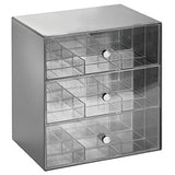 Organizador de Cocina para Bolsas de té, cápsulas de café, azúcar, etc. – Compacto Organizador con cajones de plástico con 27 apartados – Mini cajonera con 3 cajones – Gris y Transparente