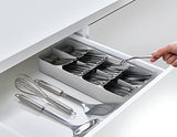 Bandeja organizadora compacta para cubiertos de cocina, grande, gris