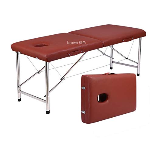 Cama de Masaje Plegable,Mesa de Salón,Cama de Tatuaje de SPA,Mesa de Belleza para Fisioterapia,Instalación Gratuita,hasta 250 Kg de Carga,Desplegado 180x60x65CM,Brown