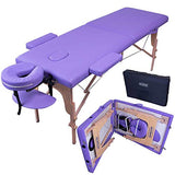 Nanofort Cama Masaje Camilla 180X60cm Plegable Reclinable Portatil Fisioterapia Faciales Cabecera Portabrazos Tatuaje Tattoo Ligera SPA (Morado)