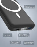 Cargador portátil inalámbrico, batería externa magnética de 10000 mAh con cable tipo C, visualización LED de 22.5 W PD de carga rápida, iluminación Mag-Safe para iPhone 14/13/12/Mini/Pro/Pro Max, negro