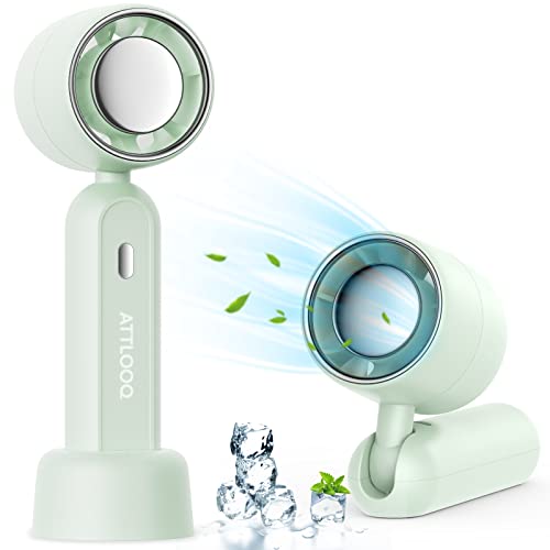 Ventilador de mano portátil, mini ventilador personal, recargable por USB, funciona con pilas, 3 velocidades ajustable, plegable, pequeño ventilador de escritorio con base para mujeres, hombres, hogar, oficina, maquillaje, viajes al aire libre(V