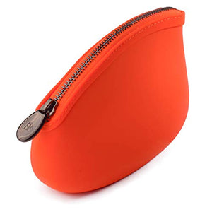 Bolsa de cosméticos de Pudinbag | Pequeña bolsa de maquillaje para mujer | Bolsa de maquillaje para cosméticos para bolso | Silicona impermeable vegana | Naranja