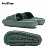 Pantuflas tipo Cloud Slide para mujeres y hombres, MOLATIN con suela gruesa para almohada para el hogar, antideslizantes, de secado rápido, sandalias de baño, súper suaves con plataforma de punta abierta, Verde oscuro, 7-8 Women/6-7 Men