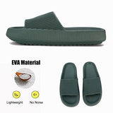 Pantuflas tipo Cloud Slide para mujeres y hombres, MOLATIN con suela gruesa para almohada para el hogar, antideslizantes, de secado rápido, sandalias de baño, súper suaves con plataforma de punta abierta, Verde oscuro, 7-8 Women/6-7 Men