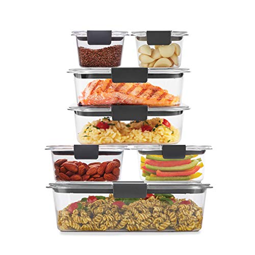 Rubbermaid  Juego de 14 recipientes (7 tapas y 7 contenedores.)de plástico sin BPA a prueba de fugas, transparente