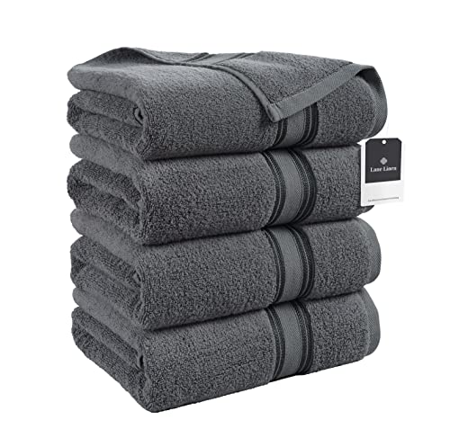 Toallas de baño para adultos, 100 % algodón, extra grandes, juego de 4 toallas de baño, cero giro, secado rápido, altamente absorbentes, calidad de spa de hotel, 88.9 x 167.6 cm, color gris