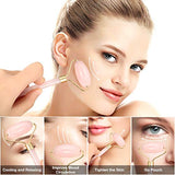 Salandens Rodillo de Masaje Facial, masajeador antienvejecimiento de Belleza de Jade para Restaurar la Piel del Rostro, Cuello y Ojos. (Rosa)