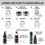 Mascarilla Facial Detox de Carbón Activado - Limpieza Profunda - Absorbe Grasas - Purifica - Disminuye Puntos Negros y Poros - Limpia Impurezas- Arcillas Puras (Kaolin y Bentonita)+ Cera de Arroz+ Extractos Naturales- 94% Ingredientes Naturales- Piel Norm