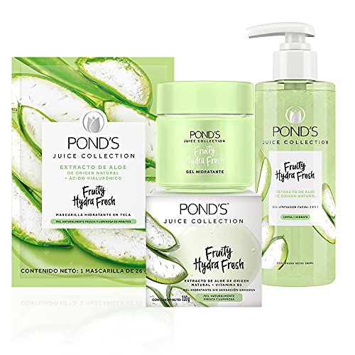 Pond's Cuidado Facial Fruity Hydra Fresh Aloe Mascarilla 26g + Gel hidratante 110g + Limpiador Facial 200ml