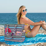 Bolsa grande de playa con bolsillos con cierre, impermeable, a prueba de arena, bolsa de gimnasio con compartimento húmedo, bolsa de viaje para mujer, Con color, L