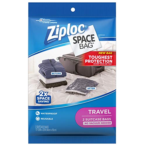 Ziploc Bolsa espacial para ropa, selladora al vacío, bolsas de almacenamiento para el hogar y el armario, viajes, 2 bolsas en total