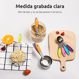 Juego de tazas y cucharas medidoras de 12 piezas en acero inoxidable 18/8: 7 tazas medidoras y 5 cucharas medidoras