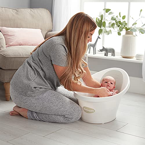 Tina Bebe 0 A 12 Meses para Bebé Shnuggle - Tina para bebé de 0 a 12 meses. Tina color blanco y gris crea posición erguida y cómoda, práctico tapón para vaciar