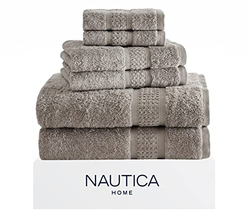 Nautica Oceane Collection - Juego de Toallas de 6 Piezas, Ropa de baño Decorativa de Lujo de Calidad de Hotel y SPA, Absorbente y Resistente a la decoloración, 6 Piezas, café