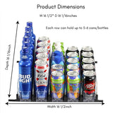 Rula Organizador de bebidas para refrigerador, organizador de latas de refresco autoempuje para refrigerador, ancho ajustable para empujador de bebidas, lata de cerveza para almacenamiento de botellas de agua para despensa, cocina, negro, 5 filas