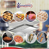 Molde para hornear con rejilla de refrigeración: Bandeja de aluminio para hornear galletas con soporte de acero inoxidable – fácil de limpiar, no tóxico y de calidad prémium.