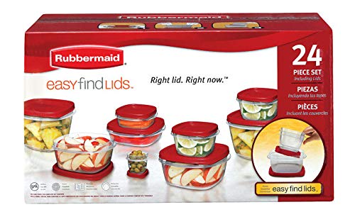 Rubbermaid - Juego de recipientes de almacenamiento de alimentos surtidos – Caja de: 1 unidad; cada paquete Cantidad: 24 unidades