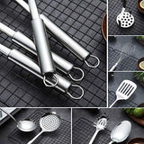 Berglander Utensilio de cocina de acero inoxidable de 12 piezas con 1 soporte, cuchara de cocina, utensilios de cocina Utensilio de cocina con soporte. (13 piezas)