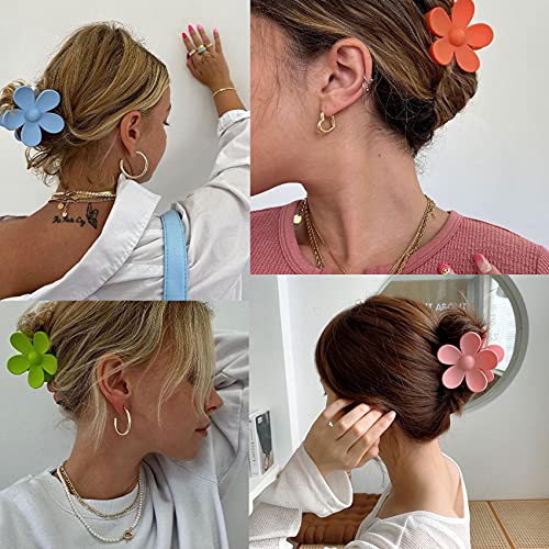 12 pinzas de garra de flores grandes para mujeres y niñas, cabello grueso, 12 colores, mate, pinzas de pelo grandes, antideslizantes, fuertes sujeciones, pinzas de captura de pelo, pasadores, accesorios para la cabeza para cabello fino