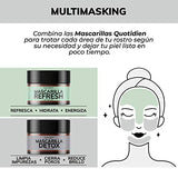 Mascarilla Facial Detox de Carbón Activado - Limpieza Profunda - Absorbe Grasas - Purifica - Disminuye Puntos Negros y Poros - Limpia Impurezas- Arcillas Puras (Kaolin y Bentonita)+ Cera de Arroz+ Extractos Naturales- 94% Ingredientes Naturales- Piel Norm