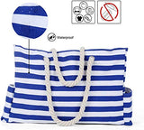 Bolsa de Playa Grande con Cremallera 22 x 15 x 6 Pulgadas Rayas marítimas Azul Blanco Shopper Bolsa de Hombro Bolsas de Transporte