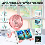 Ventilador portátil actualizado, ventilador versátil de escritorio personal, ventilador recargable por USB, con luz LED y aromaterapia, diseño de trípode flexible, ventilador de mano de 3 velocidades para cochecito (rosa)