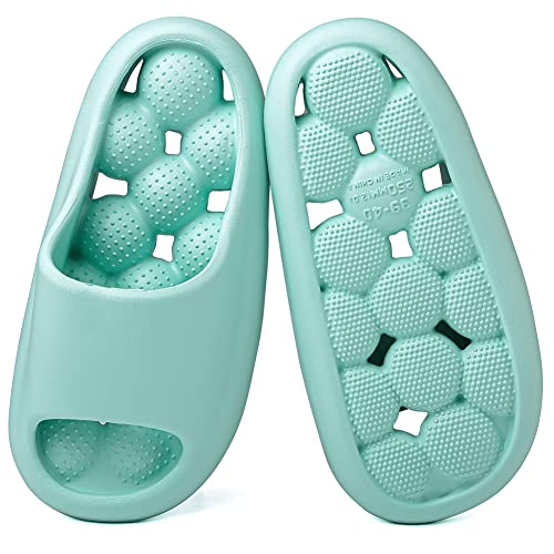 Sandalias de ducha con agujeros de drenaje, pantuflas de baño de secado rápido, pantuflas de gimnasio de suela suave con puntera abierta para hombres y mujeres, Azul (Ice Blue), 5.5-6 Women/4-5 Men