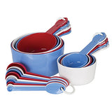 Juego de 19 utensilios, 9 cucharas y 10 tazas medidoras, rojo/blanco/azul